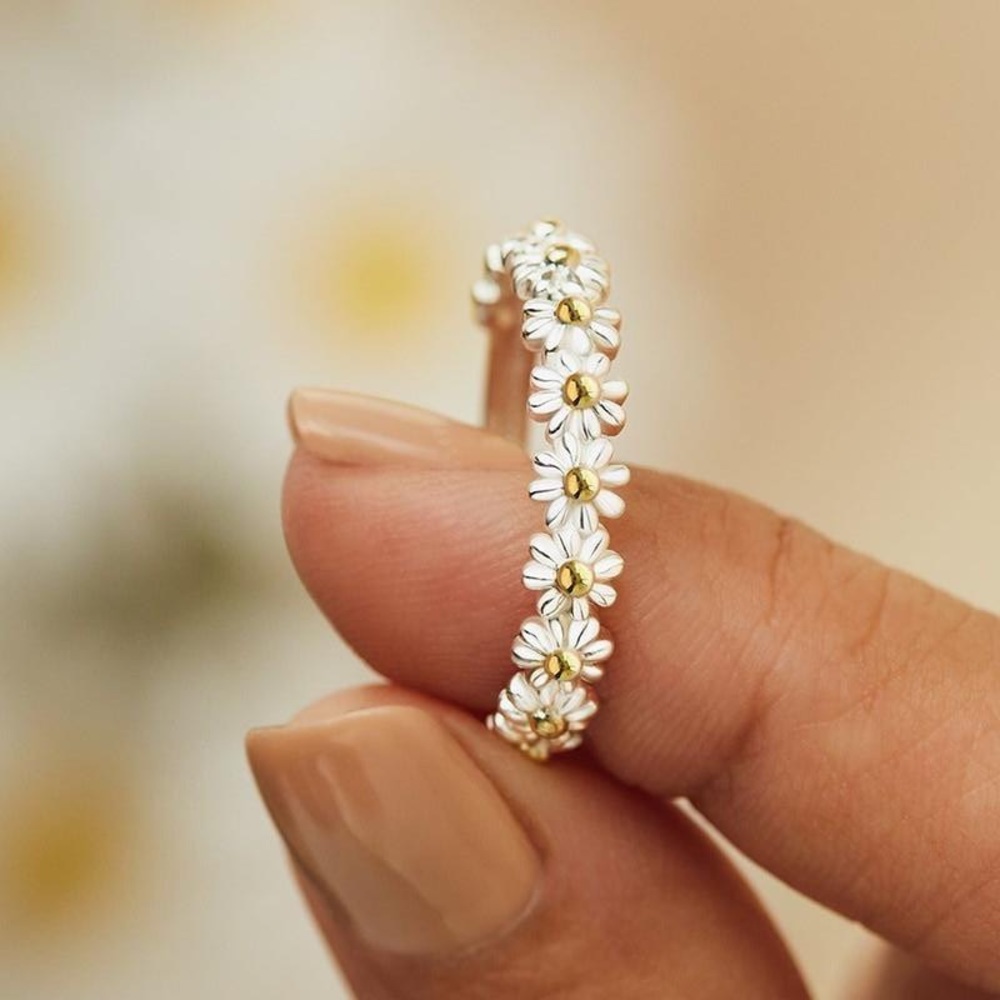 New 925 Silver Flower Daisy Women’s Ring - Picture 2 of 6